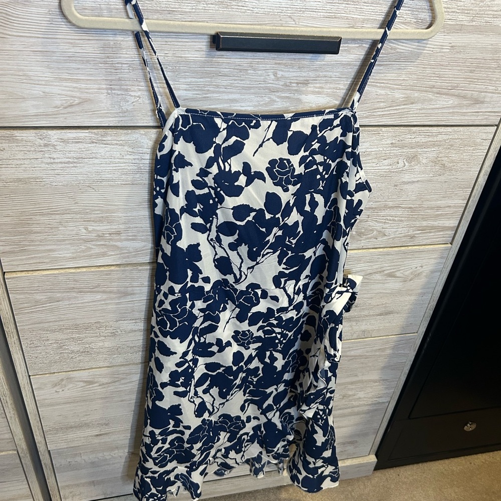 floral print knot side dress, elegant square neck sleeveless size xl - Picture 3 of 6